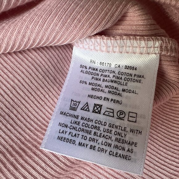 NWT Anthropologie Pink Ribbed Pima Cotton Modal Open Shoulder Long Sleeve XL - Picture 7 of 7